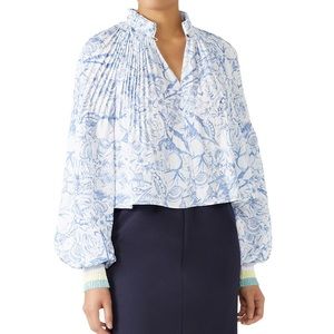 Tibi Isa Toile Cropped Blouse
